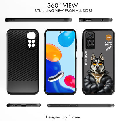 Pikkme Back Cover Pc Tpu + Printed Cool Funky Stylish Grey Dog Swag Raised Edges Camera Protection |Bumper Case For Redmi Note 11 (Design 02)