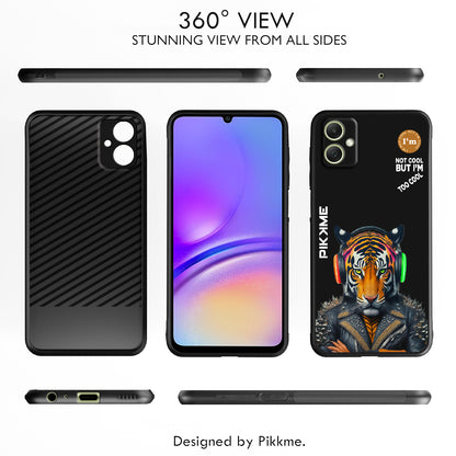 Pikkme Back Cover Pc Tpu + Printed Cool Funky Stylish Black Tiger Swag Raised Edges Camera Protection |Bumper Case For Samsung Galaxy A05 (Design 06)