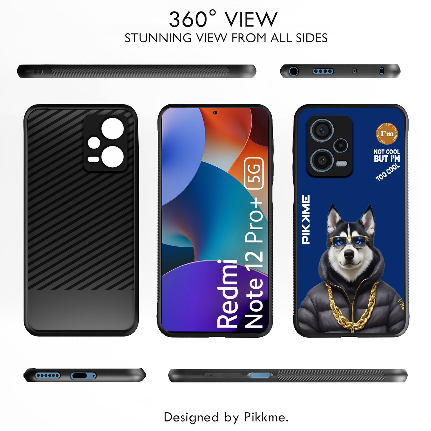 Pikkme Back Cover Pc Tpu + Printed Cool Funky Stylish Blue Dog Swag Raised Edges Camera Protection |Bumper Case For Redmi Note 12 Pro Plus (Design 08)