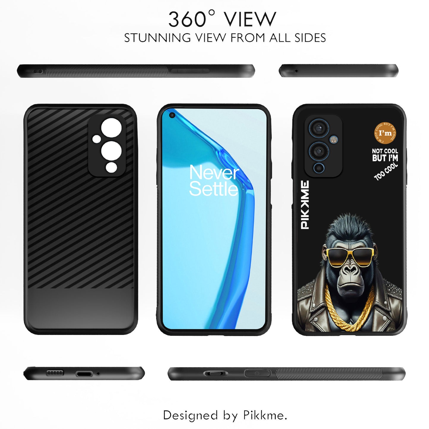 Pikkme Back Cover Pc Tpu + Printed Cool Funky Stylish Black Gorilla Swag Raised Edges Camera Protection |Bumper Case For OnePlus 9 (Design 07)