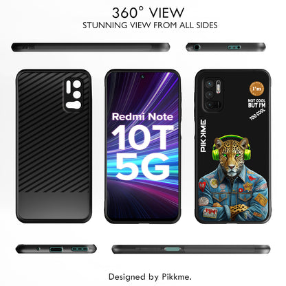 Pikkme Back Cover Pc Tpu + Printed Cool Funky Stylish Black Leopard Swag Raised Edges Camera Protection |Bumper Case For Redmi Note 10T (Design 03)