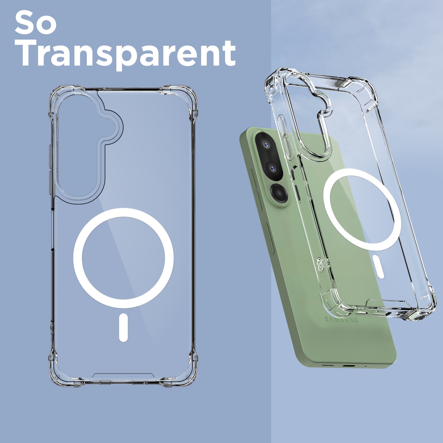 Pikkme Samsung Galaxy M36 5G Mag-Safe Shockproof PC + TPU Back Cover (Transparent)