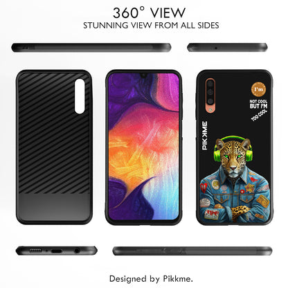 Pikkme Back Cover Pc Tpu + Printed Cool Funky Stylish Black Leopard Swag Raised Edges Camera Protection |Bumper Case For Samsung Galaxy A50 (Design 03)