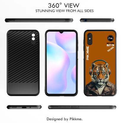 Pikkme Back Cover Pc Tpu + Printed Cool Funky Stylish Brown Tiger Swag Raised Edges Camera Protection |Bumper Case For Redmi 9A (Design 09)