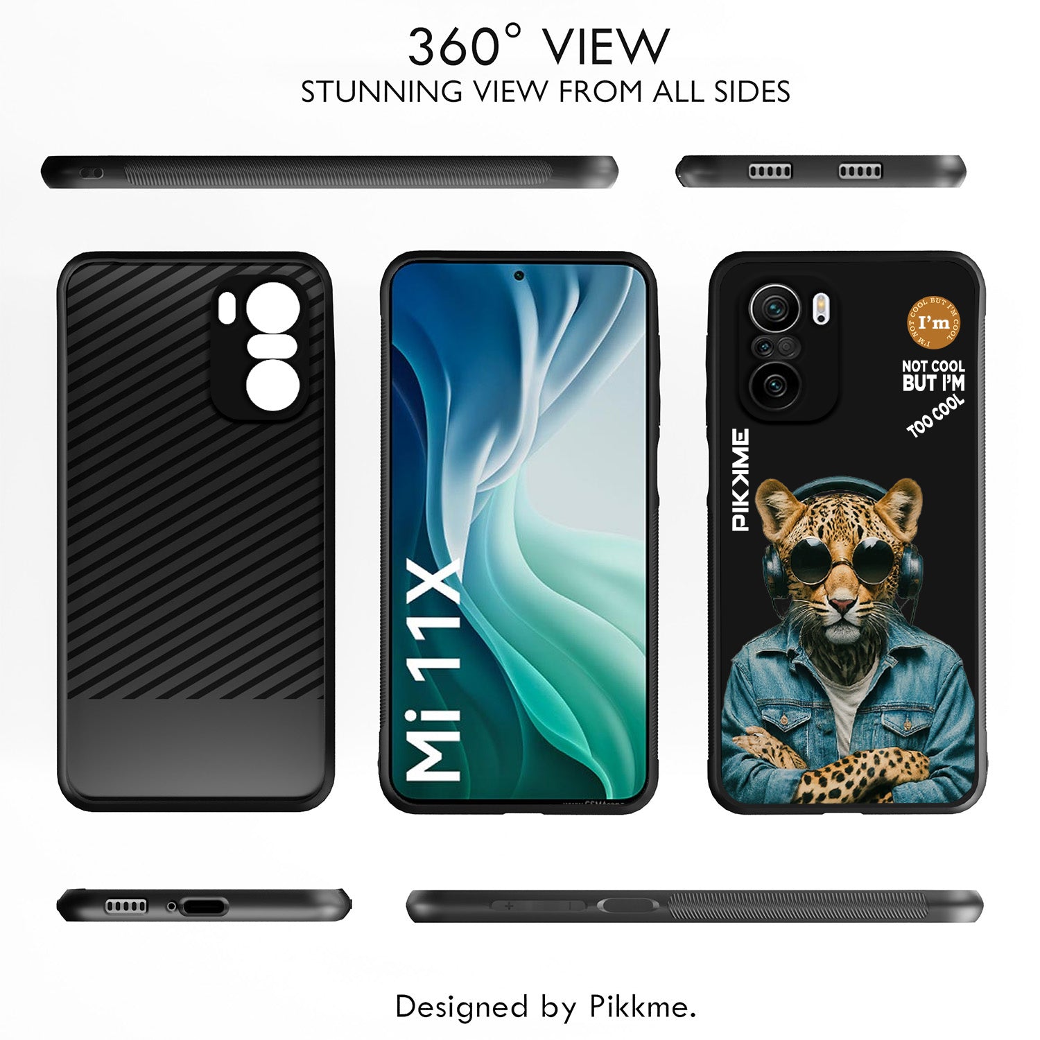 Pikkme Back Cover Pc Tpu + Printed Cool Funky Stylish Black Leopard Swag Raised Edges Camera Protection |Bumper Case For Xiaomi 11X (Design 04)