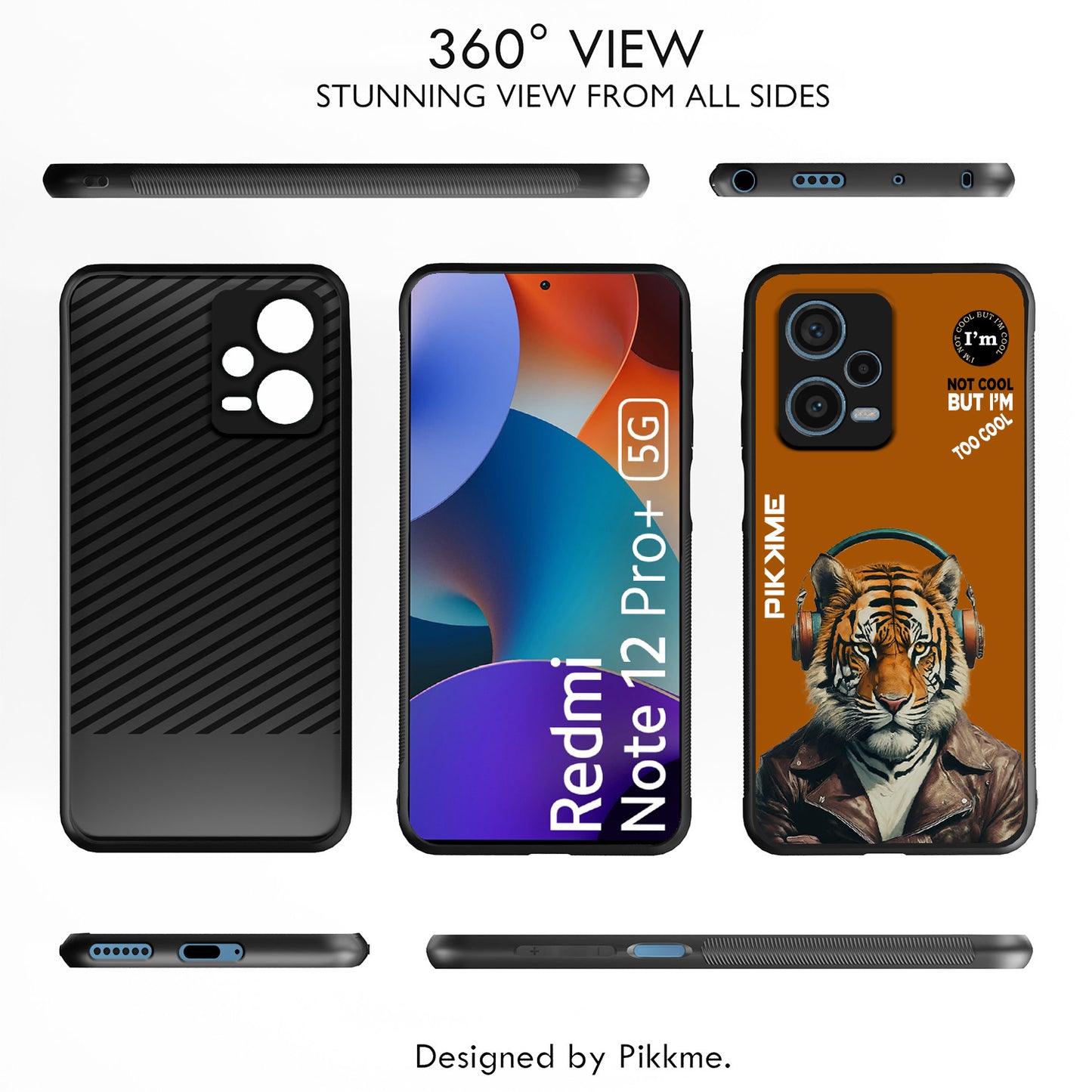 Pikkme Back Cover Pc Tpu + Printed Cool Funky Stylish Brown Tiger Swag Raised Edges Camera Protection |Bumper Case For Redmi Note 12 Pro Plus (Design 09)