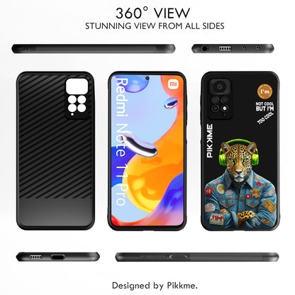 Pikkme Back Cover Pc Tpu + Printed Cool Funky Stylish Black Leopard Swag Raised Edges Camera Protection |Bumper Case For Redmi Note 11 Pro (Design 03)