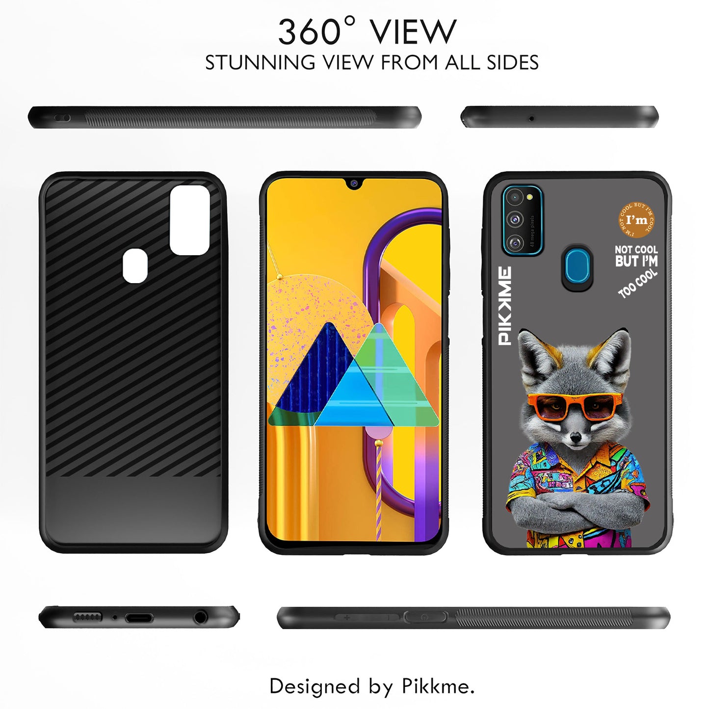 Pikkme Back Cover Pc Tpu + Printed Cool Funky Stylish Grey Wolf Swag Raised Edges Camera Protection |Bumper Case For Samsung Galaxy M30s (Design 01)