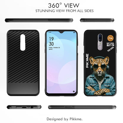 Pikkme Back Cover Pc Tpu + Printed Cool Funky Stylish Black Leopard Swag Raised Edges Camera Protection |Bumper Case For Oppo F11 (Design 04)