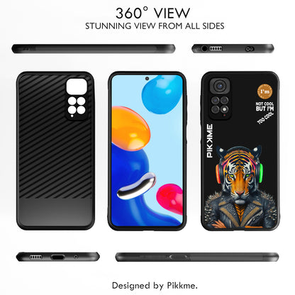 Pikkme Back Cover Pc Tpu + Printed Cool Funky Stylish Black Tiger Swag Raised Edges Camera Protection |Bumper Case For Redmi Note 11 (Design 06)