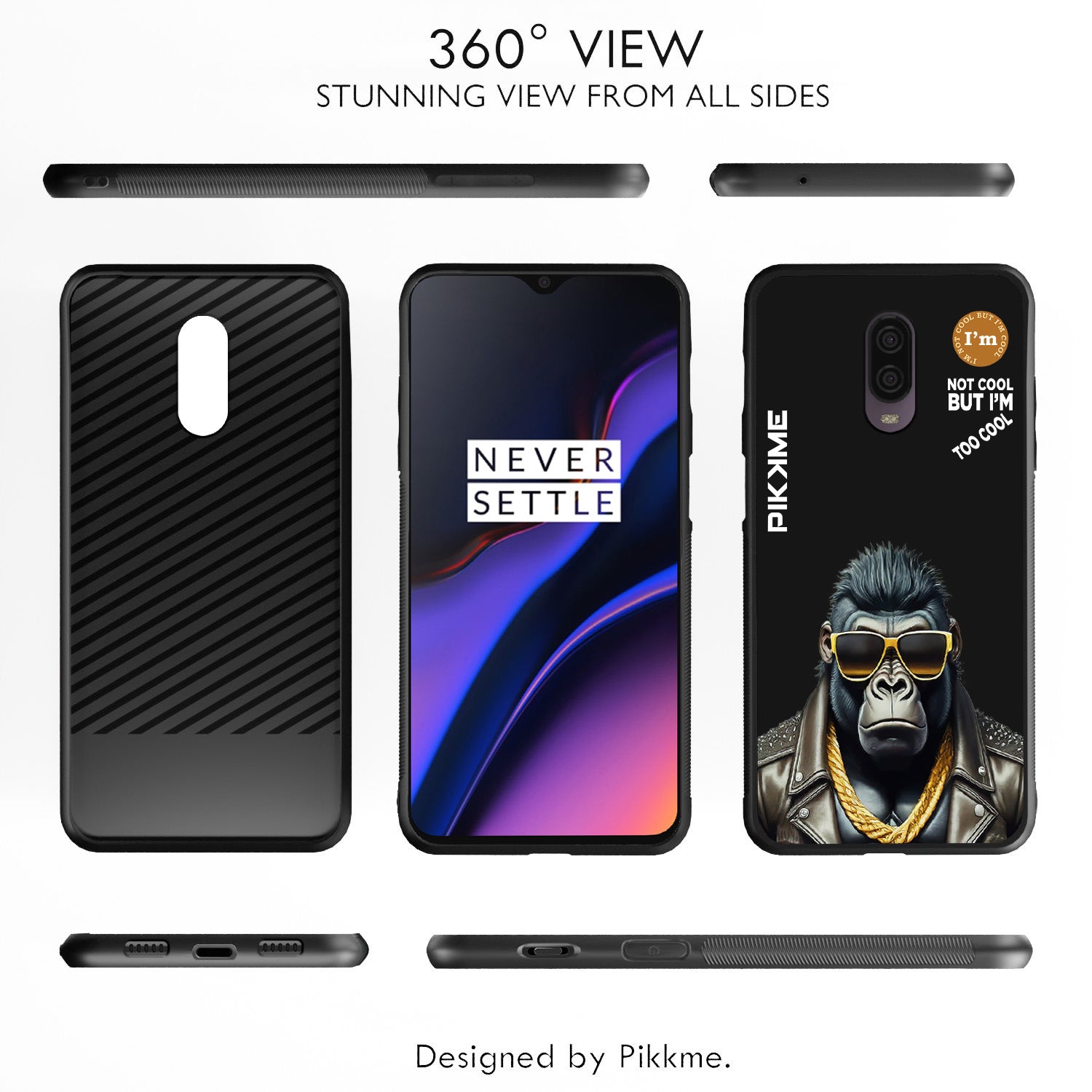 Pikkme Back Cover Pc Tpu + Printed Cool Funky Stylish Black Gorilla Swag Raised Edges Camera Protection |Bumper Case For OnePlus 6T (Design 07)