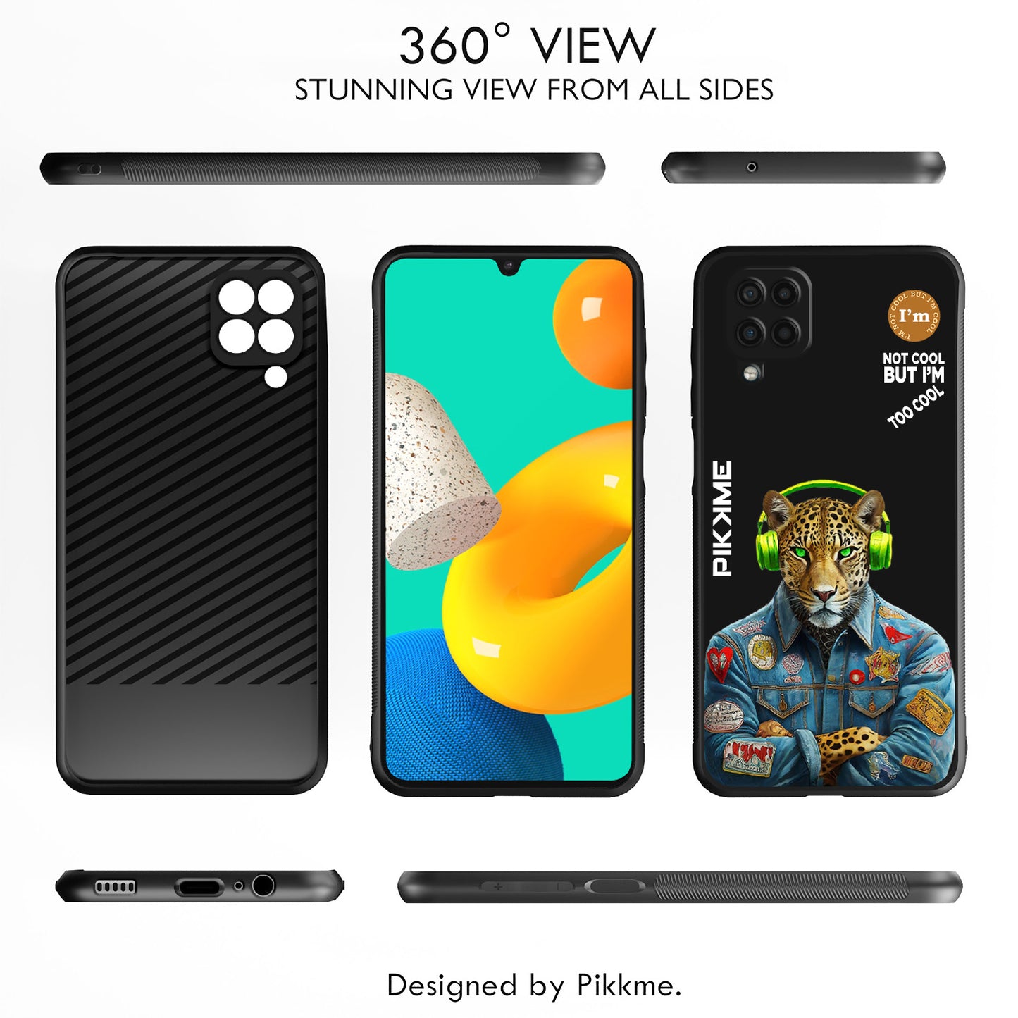 Pikkme Back Cover Pc Tpu + Printed Cool Funky Stylish Black Leopard Swag Raised Edges Camera Protection |Bumper Case For Samsung Galaxy M12 (Design 03)