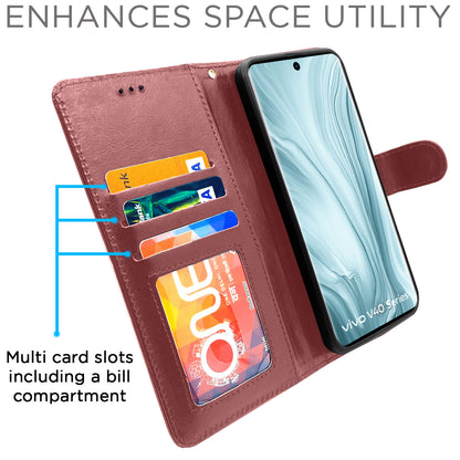 Pikkme Vivo V40 5G Vintage Flip Cover (Brown)