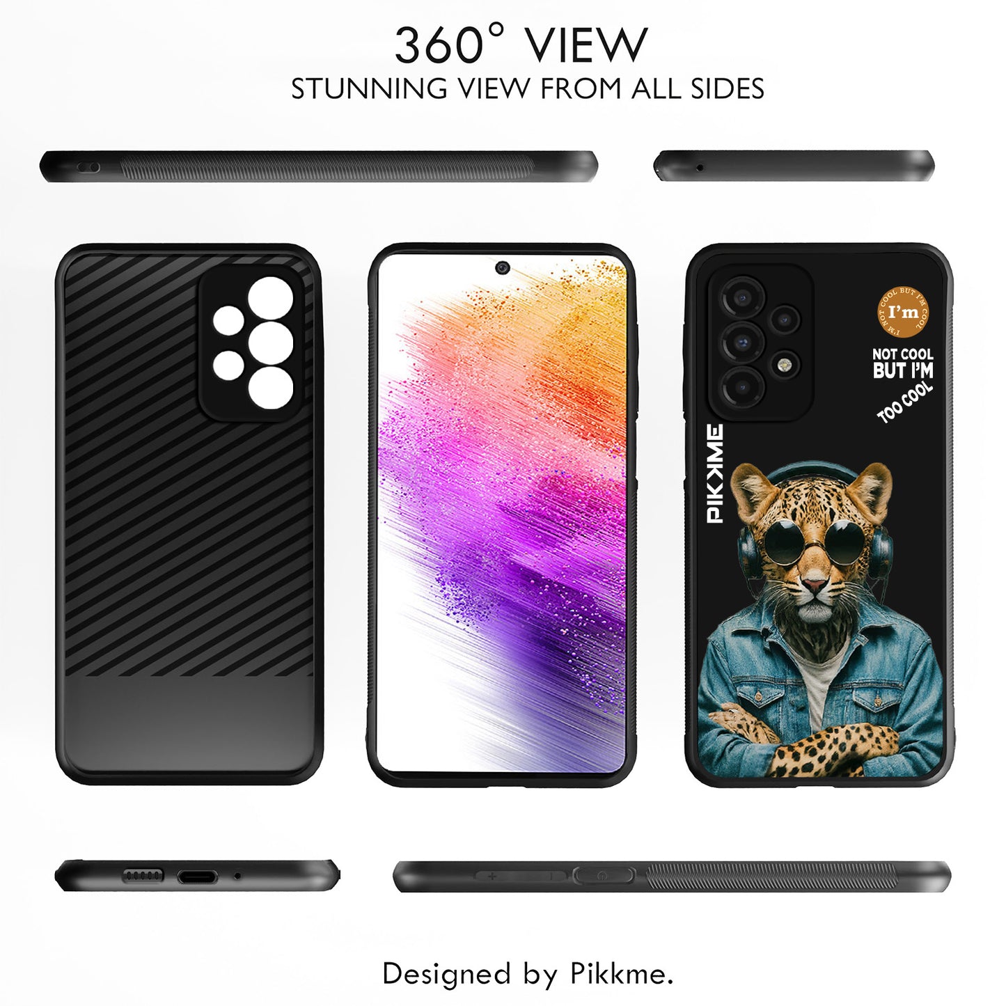 Pikkme Back Cover Pc Tpu + Printed Cool Funky Stylish Black Leopard Swag Raised Edges Camera Protection |Bumper Case For Samsung Galaxy A73 5G (Design 04)