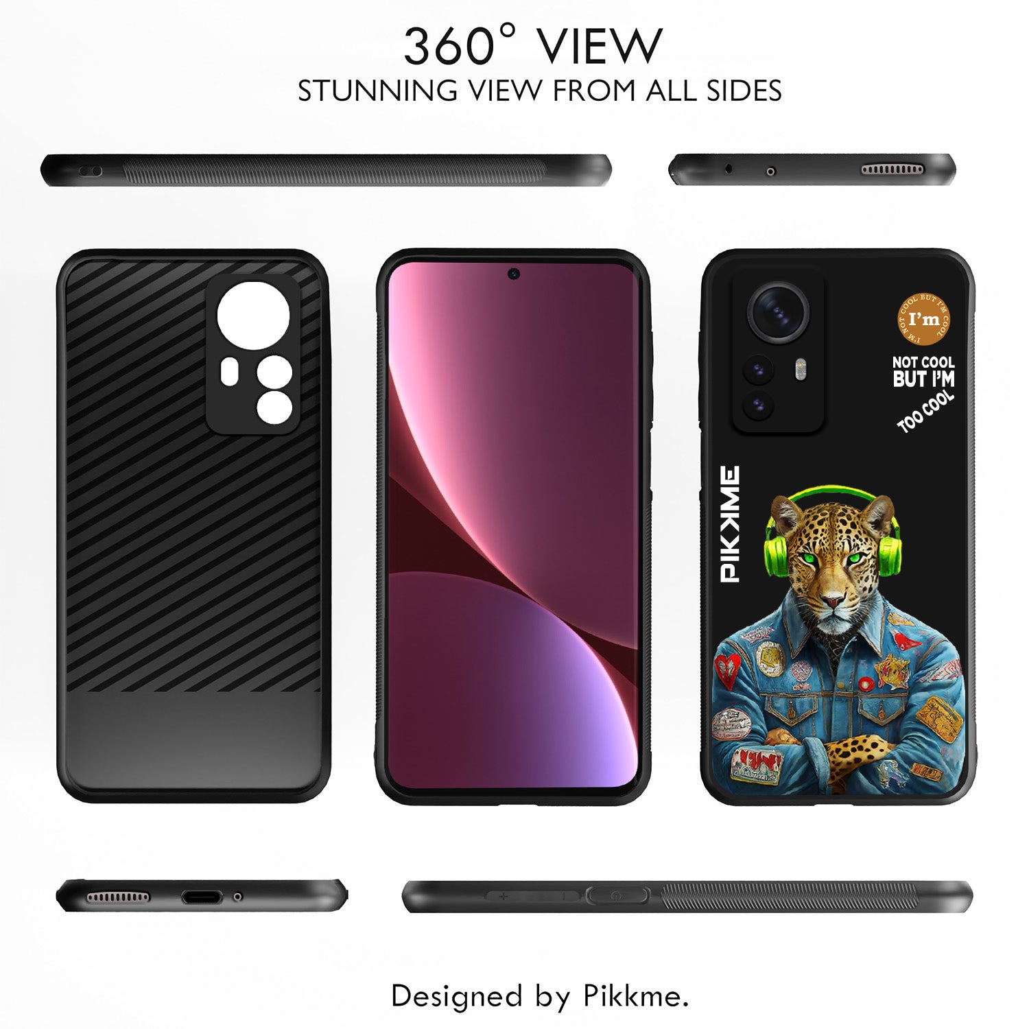 Pikkme Back Cover Pc Tpu + Printed Cool Funky Stylish Black Leopard Swag Raised Edges Camera Protection |Bumper Case For Xiaomi 12 Pro (Design 03)