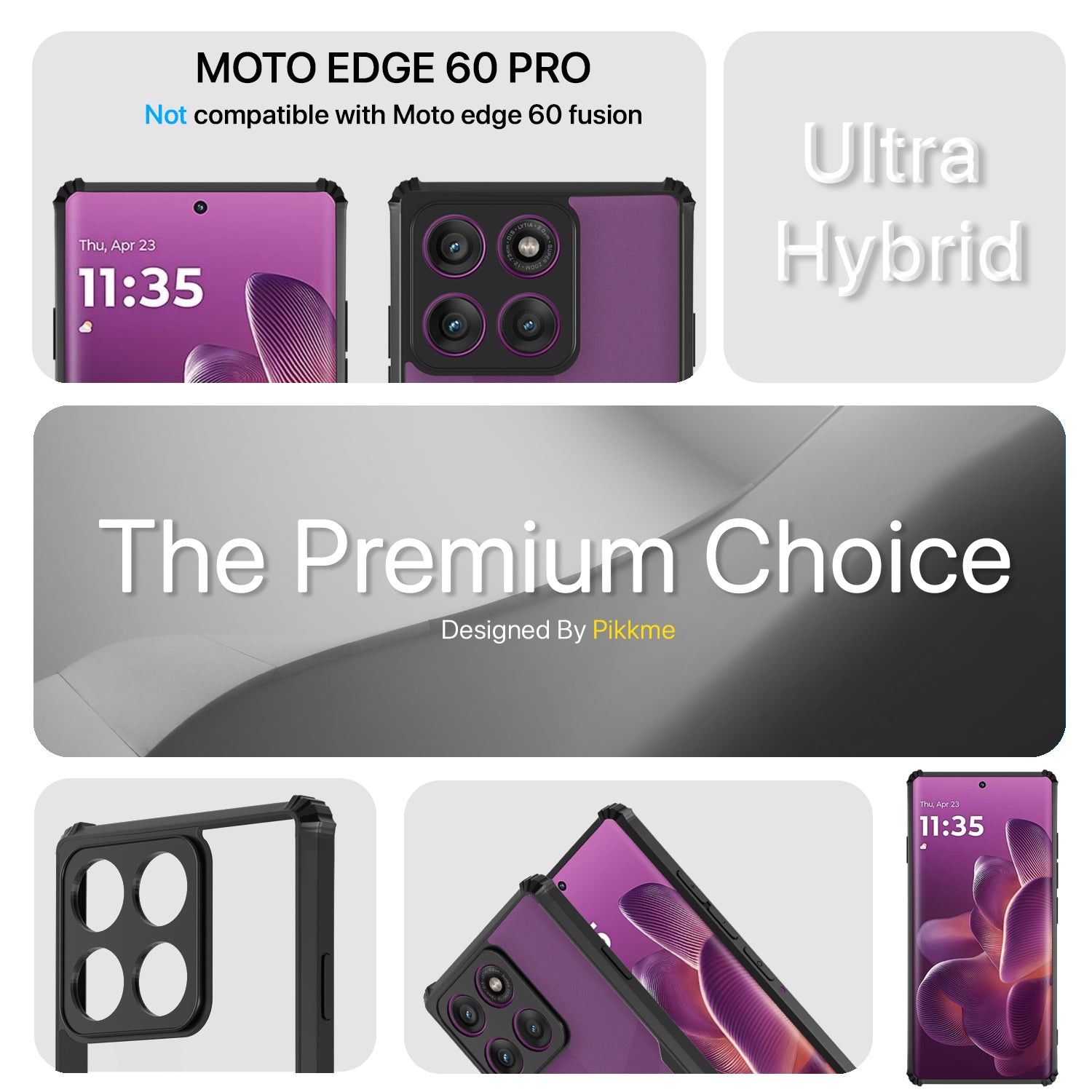 Pikkme Motorola Moto edge 60 Pro 5G Pro Eagle Crystal Clear Transparent Back Cover (Black)