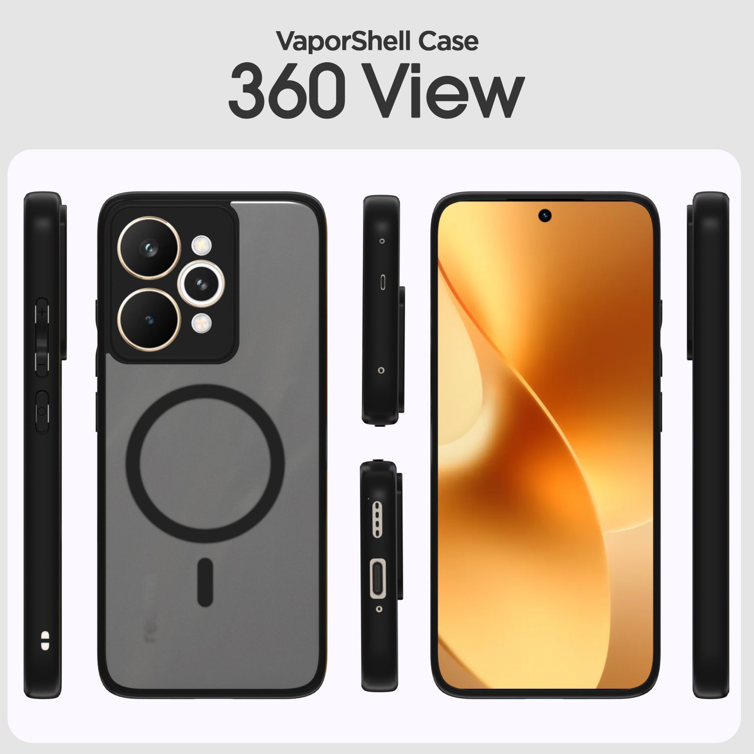 Pikkme Realme 15 Pro 5G Eagle 2 Mag-Safe Smoke Shockproof Hard Transparent Back Cover (Black)