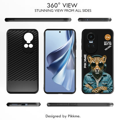 Pikkme Back Cover Pc Tpu + Printed Cool Funky Stylish Black Leopard Swag Raised Edges Camera Protection |Bumper Case For Oppo Reno 10 5G (Design 04)