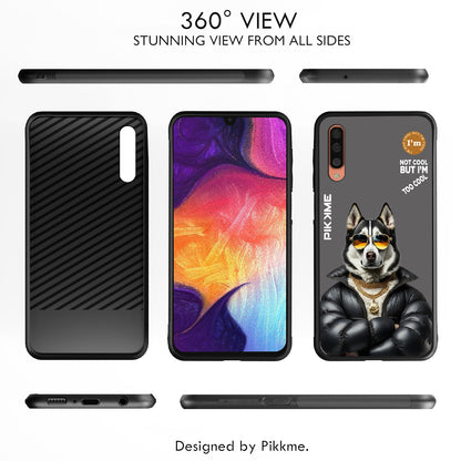 Pikkme Back Cover Pc Tpu + Printed Cool Funky Stylish Grey Dog Swag Raised Edges Camera Protection |Bumper Case For Samsung Galaxy A50 (Design 02)