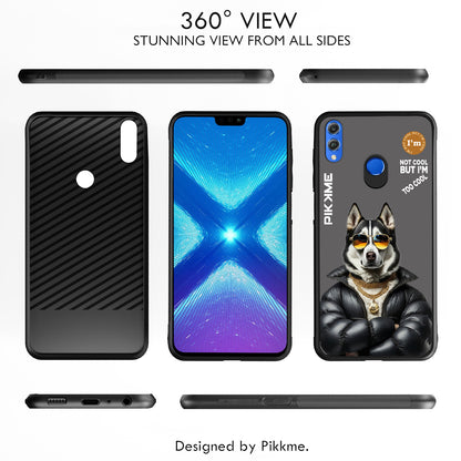 Pikkme Back Cover Pc Tpu + Printed Cool Funky Stylish Grey Dog Swag Raised Edges Camera Protection |Bumper Case For Honor 8X (Design 02)