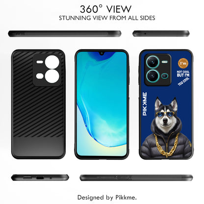 Pikkme Back Cover Pc Tpu + Printed Cool Funky Stylish Blue Dog Swag Raised Edges Camera Protection |Bumper Case For Vivo V25 5G (Design 08)