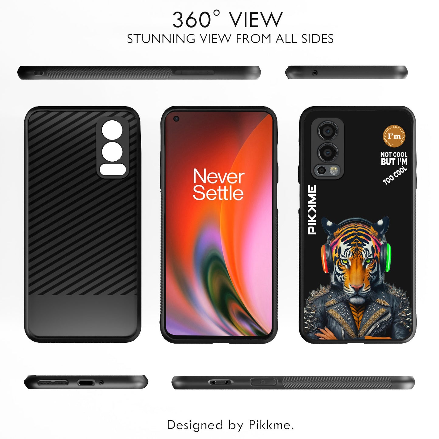 Pikkme Back Cover Pc Tpu + Printed Cool Funky Stylish Black Tiger Swag Raised Edges Camera Protection |Bumper Case For OnePlus Nord 2 5G (Design 06)