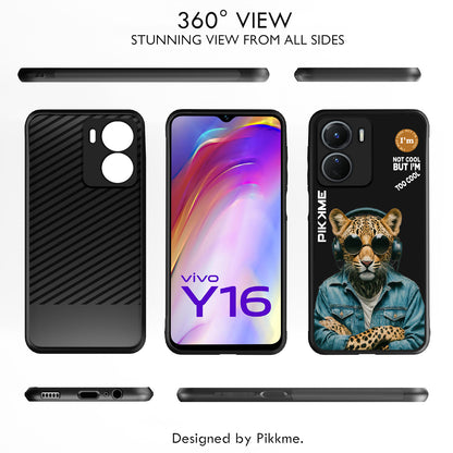 Pikkme Back Cover Pc Tpu + Printed Cool Funky Stylish Black Leopard Swag Raised Edges Camera Protection |Bumper Case For Vivo Y16 (Design 04)