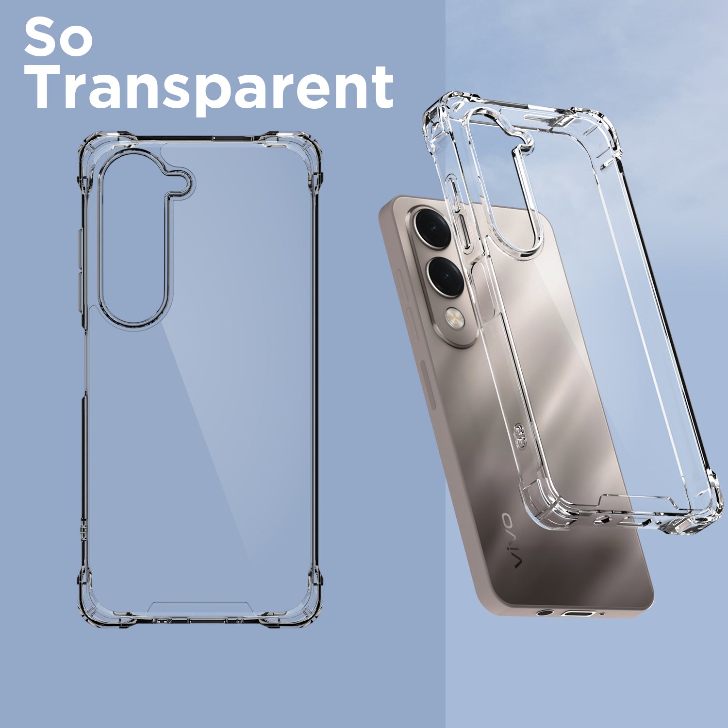 Pikkme Vivo T4 lite 5G / IQOO Z10 lite 5G / Vivo Y04 4G / Vivo Y19 5G PC + TPU Crystal Clear Transparent Back Cover (Transparent)