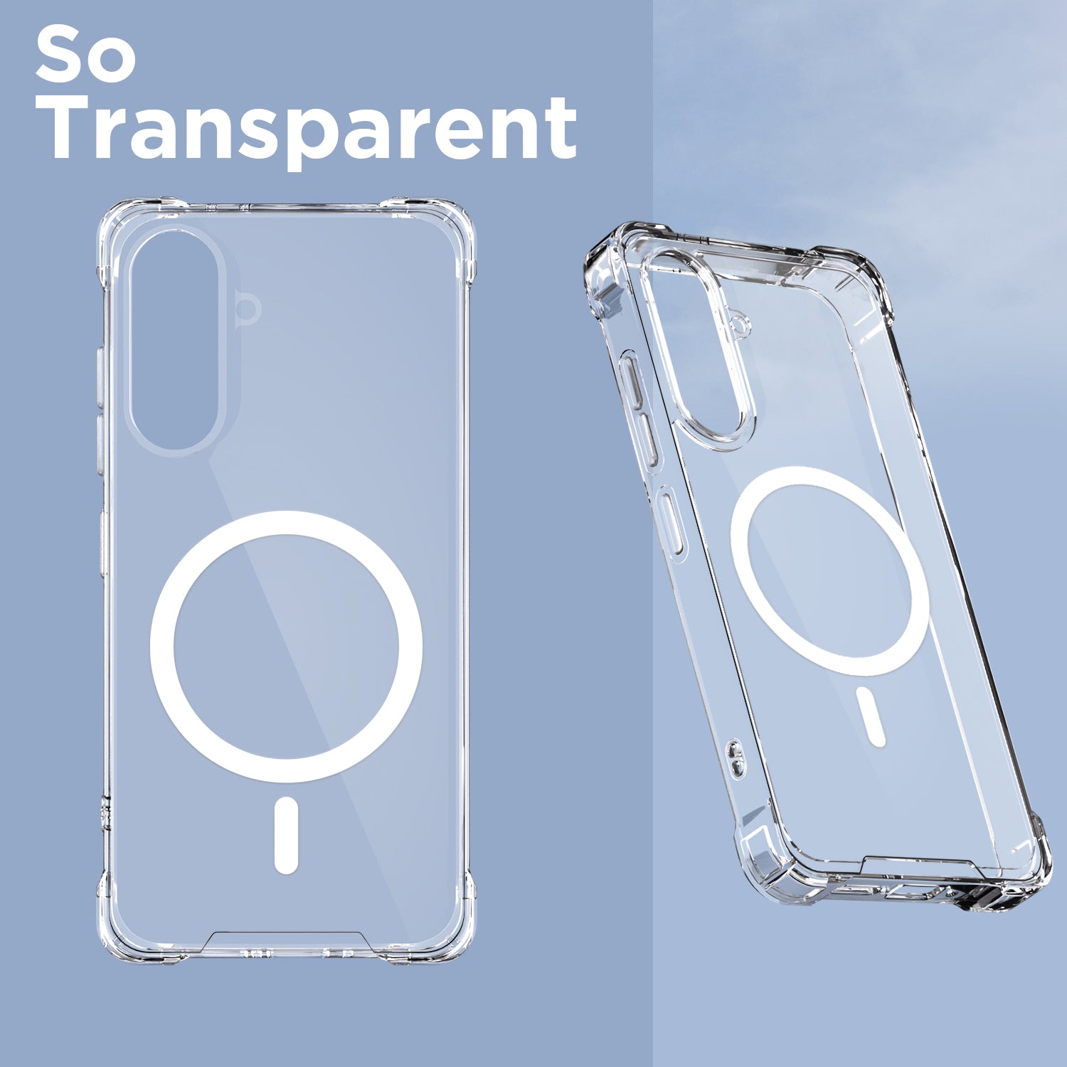 Pikkme Samsung Galaxy A35 5G Mag-Safe Shockproof PC + TPU Back Cover (Transparent)