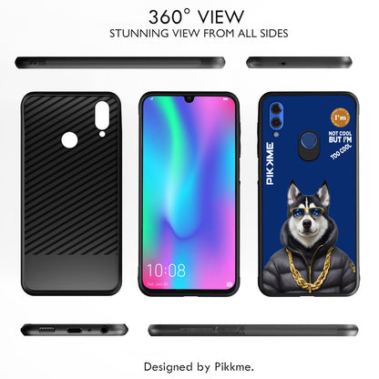 Pikkme Back Cover Pc Tpu + Printed Cool Funky Stylish Blue Dog Swag Raised Edges Camera Protection |Bumper Case For Honor 10 Lite (Design 08)