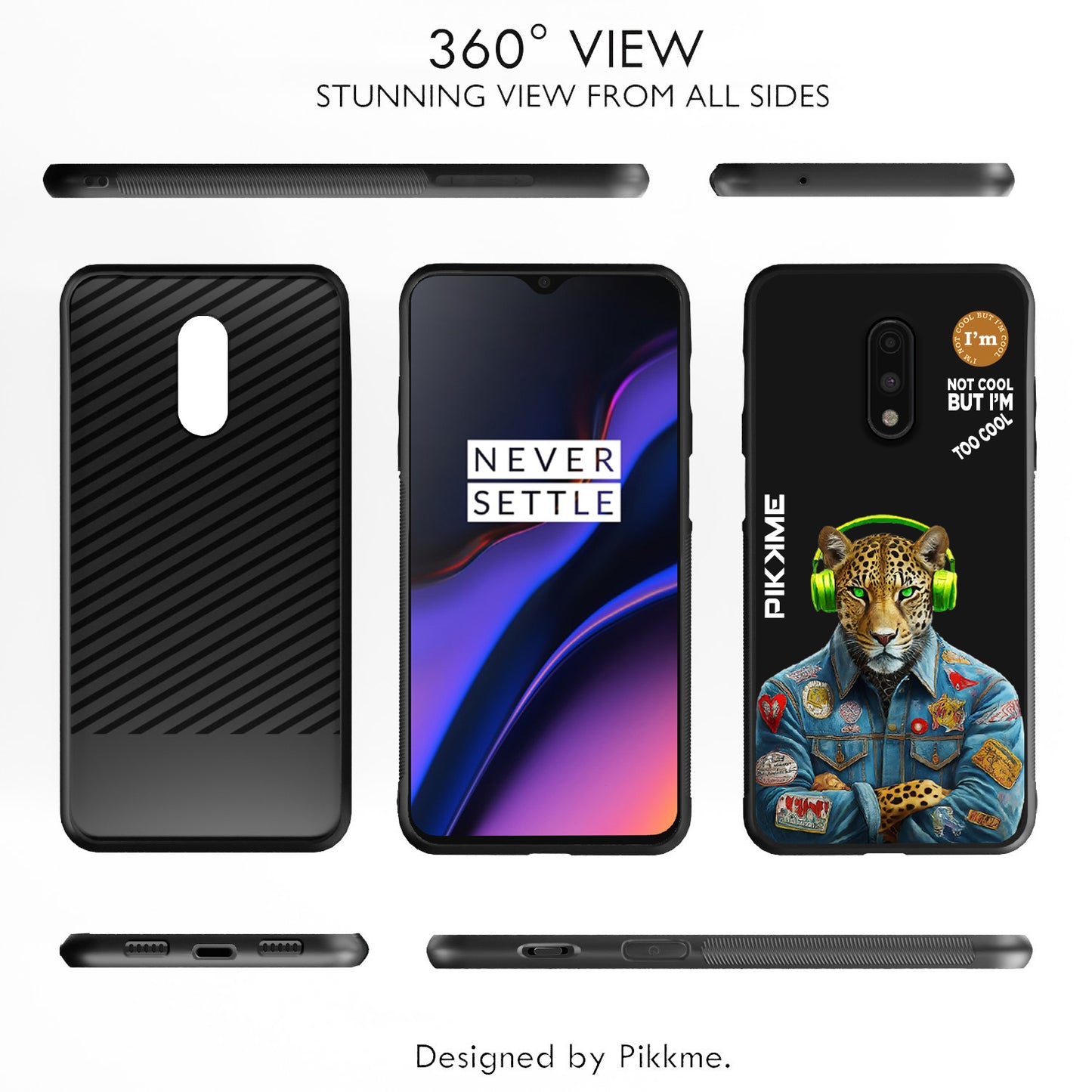 Pikkme Back Cover Pc Tpu + Printed Cool Funky Stylish Black Leopard Swag Raised Edges Camera Protection |Bumper Case For OnePlus 7 (Design 03)