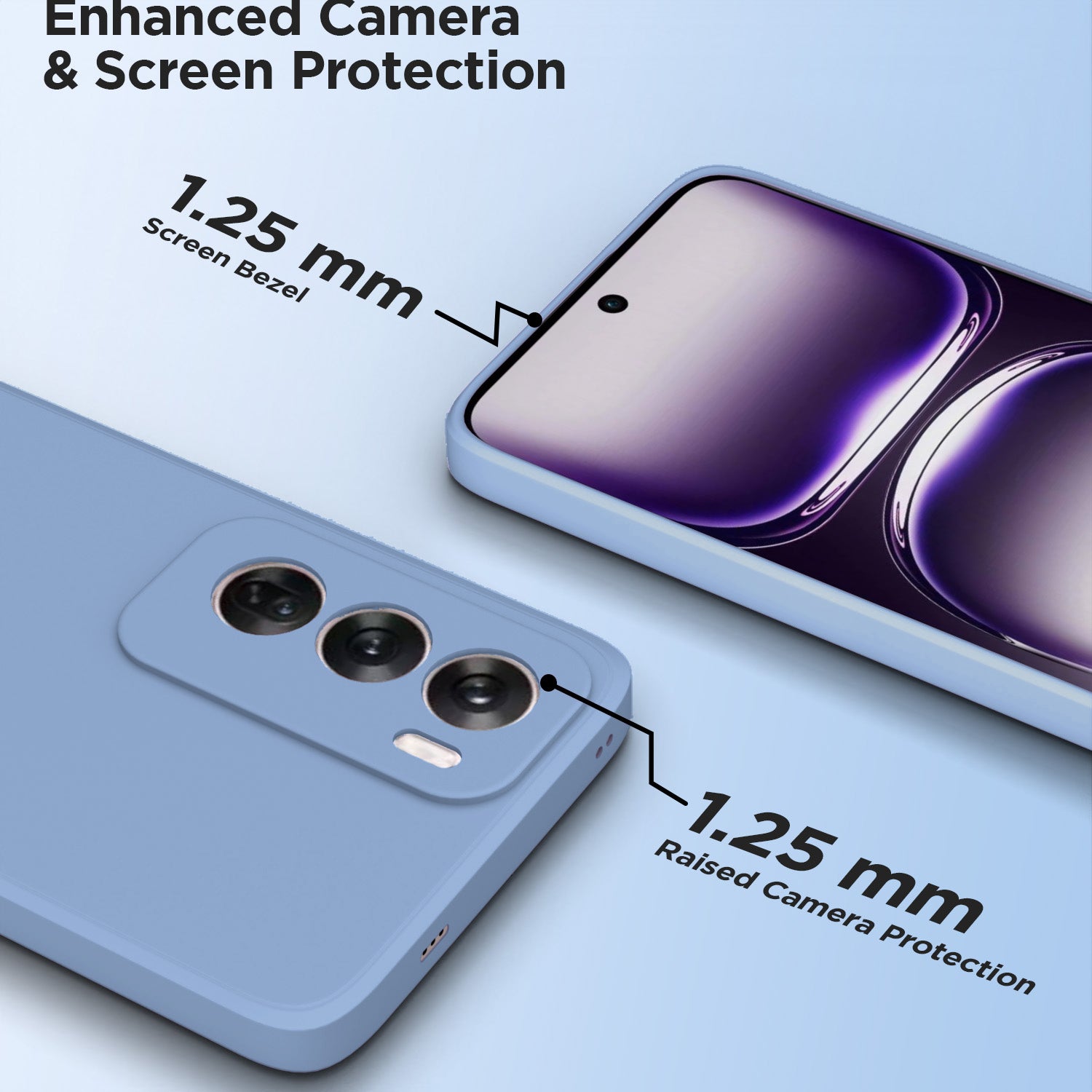 Pikkme Oppo Reno 12 Pro 5G Soft Matte Liquid Silicone Back Cover (Aqua Blue)