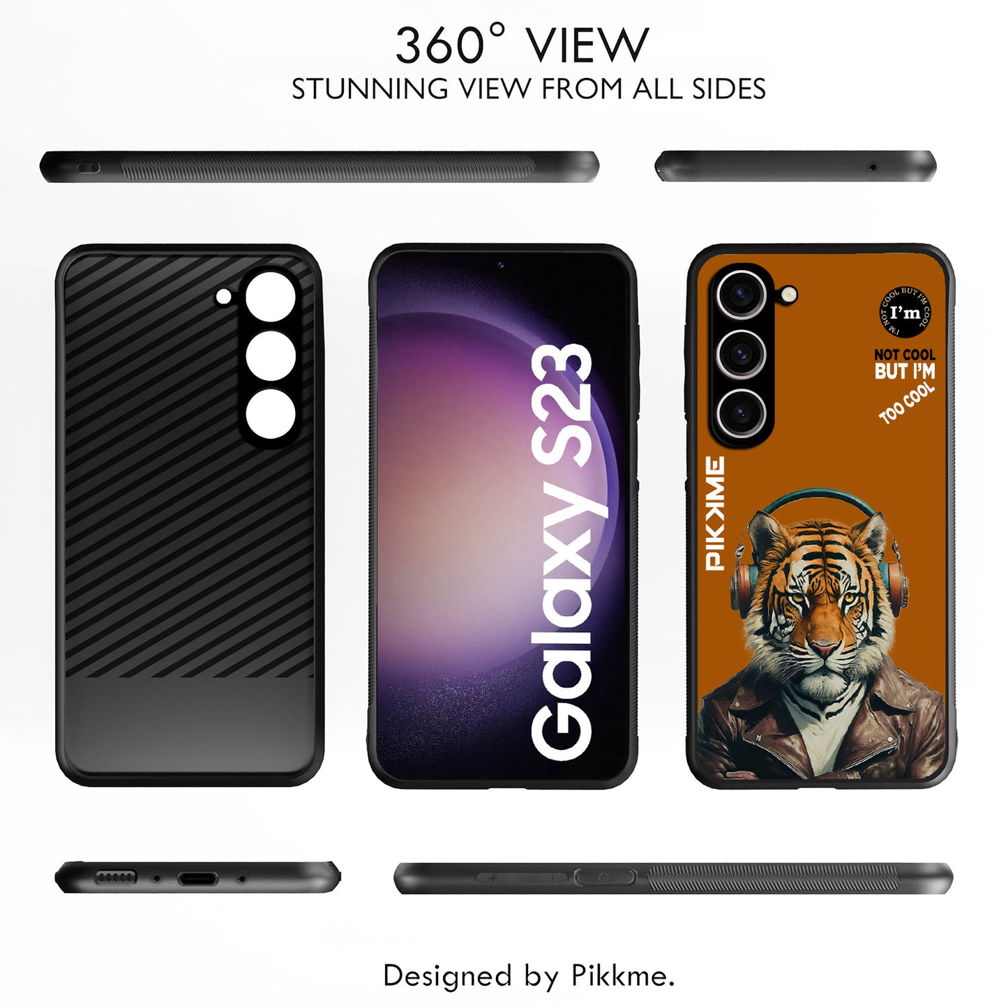 Pikkme Back Cover Pc Tpu + Printed Cool Funky Stylish Brown Tiger Swag Raised Edges Camera Protection |Bumper Case For Samsung Galaxy S23 5G (Design 09)