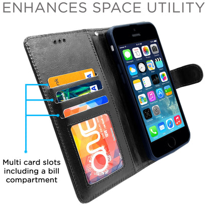 Pikkme iPhone 5 / 5s / Se Vintage Flip Cover (Black )