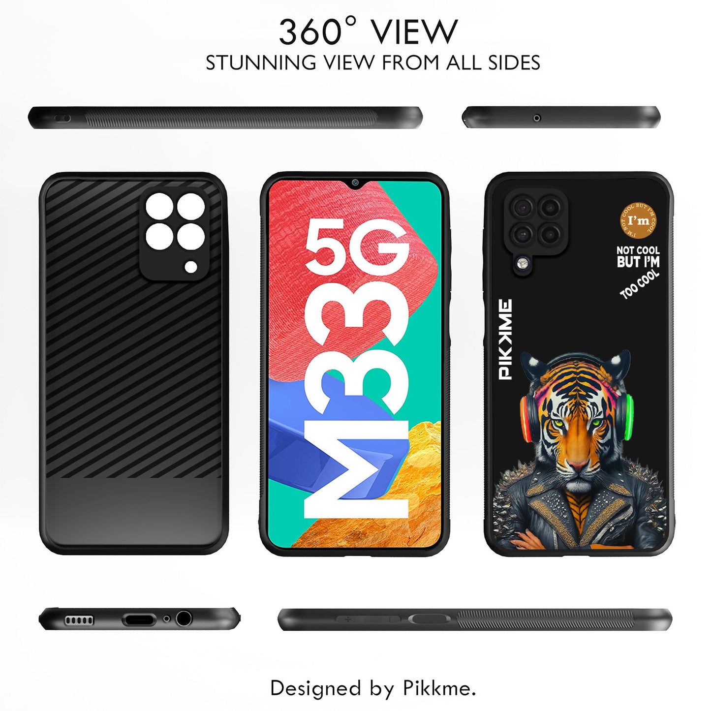 Pikkme Back Cover Pc Tpu + Printed Cool Funky Stylish Black Tiger Swag Raised Edges Camera Protection |Bumper Case For Samsung Galaxy M32 4G (Design 06)