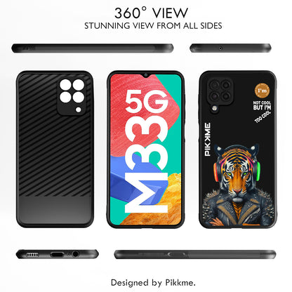 Pikkme Back Cover Pc Tpu + Printed Cool Funky Stylish Black Tiger Swag Raised Edges Camera Protection |Bumper Case For Samsung Galaxy M32 4G (Design 06)