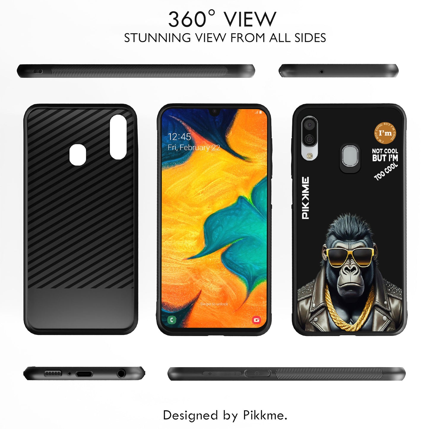 Pikkme Back Cover Pc Tpu + Printed Cool Funky Stylish Black Gorilla Swag Raised Edges Camera Protection |Bumper Case For Samsung Galaxy A30 (Design 07)