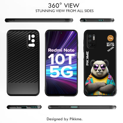 Pikkme Back Cover Pc Tpu + Printed Cool Funky Stylish Black Panda Swag Raised Edges Camera Protection |Bumper Case For Redmi Note 10T (Design 05)