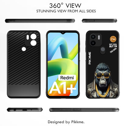 Pikkme Back Cover Pc Tpu + Printed Cool Funky Stylish Black Gorilla Swag Raised Edges Camera Protection |Bumper Case For Redmi A1 Plus (Design 07)