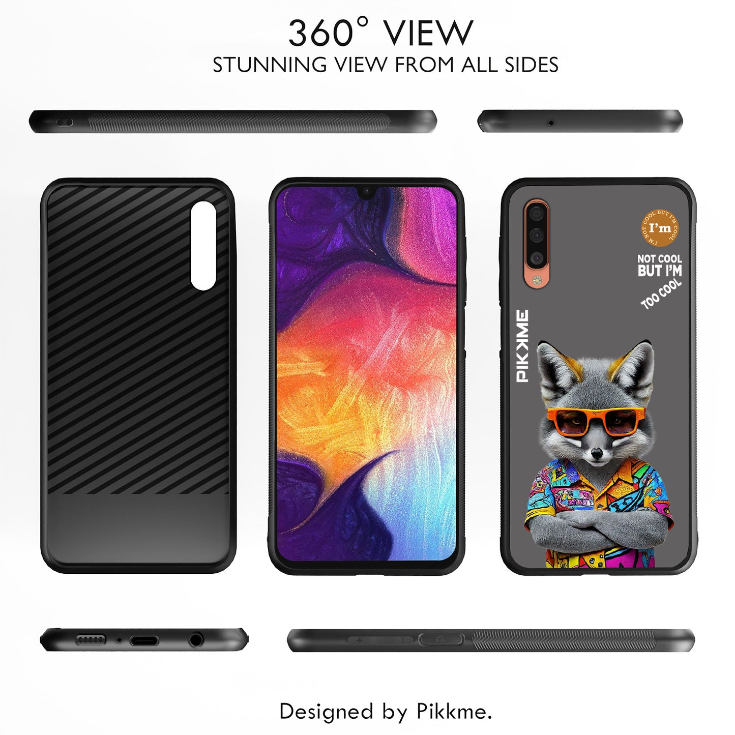 Pikkme Back Cover Pc Tpu + Printed Cool Funky Stylish Grey Wolf Swag Raised Edges Camera Protection |Bumper Case For Samsung Galaxy A50 (Design 01)