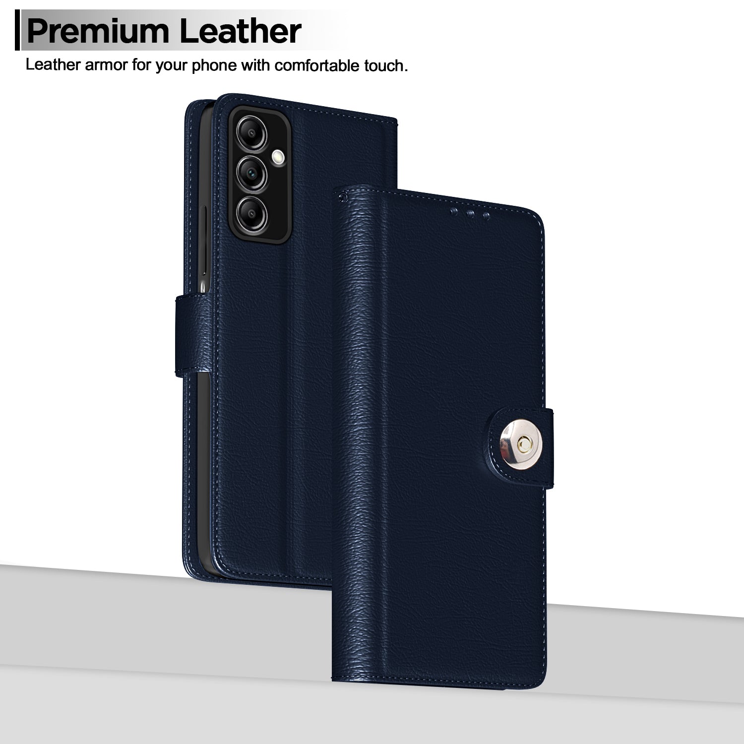 Pikkme Samsung Galaxy A14 4G / A14 5G Button Flip Cover (Blue)
