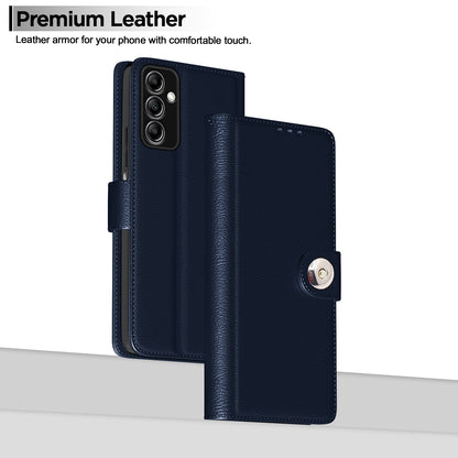 Pikkme Samsung Galaxy A14 4G / A14 5G Button Flip Cover (Blue)
