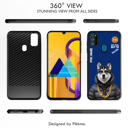 Pikkme Back Cover Pc Tpu + Printed Cool Funky Stylish Blue Dog Swag Raised Edges Camera Protection |Bumper Case For Samsung Galaxy M30s (Design 08)