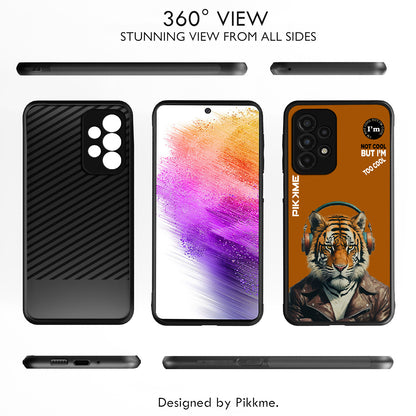 Pikkme Back Cover Pc Tpu + Printed Cool Funky Stylish Brown Tiger Swag Raised Edges Camera Protection |Bumper Case For Samsung Galaxy A73 5G (Design 09)