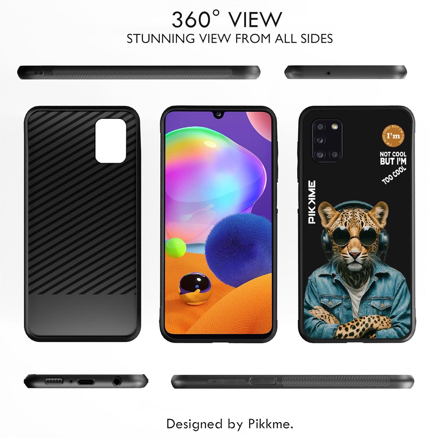 Pikkme Back Cover Pc Tpu + Printed Cool Funky Stylish Black Leopard Swag Raised Edges Camera Protection |Bumper Case For Samsung Galaxy A31 (Design 04)