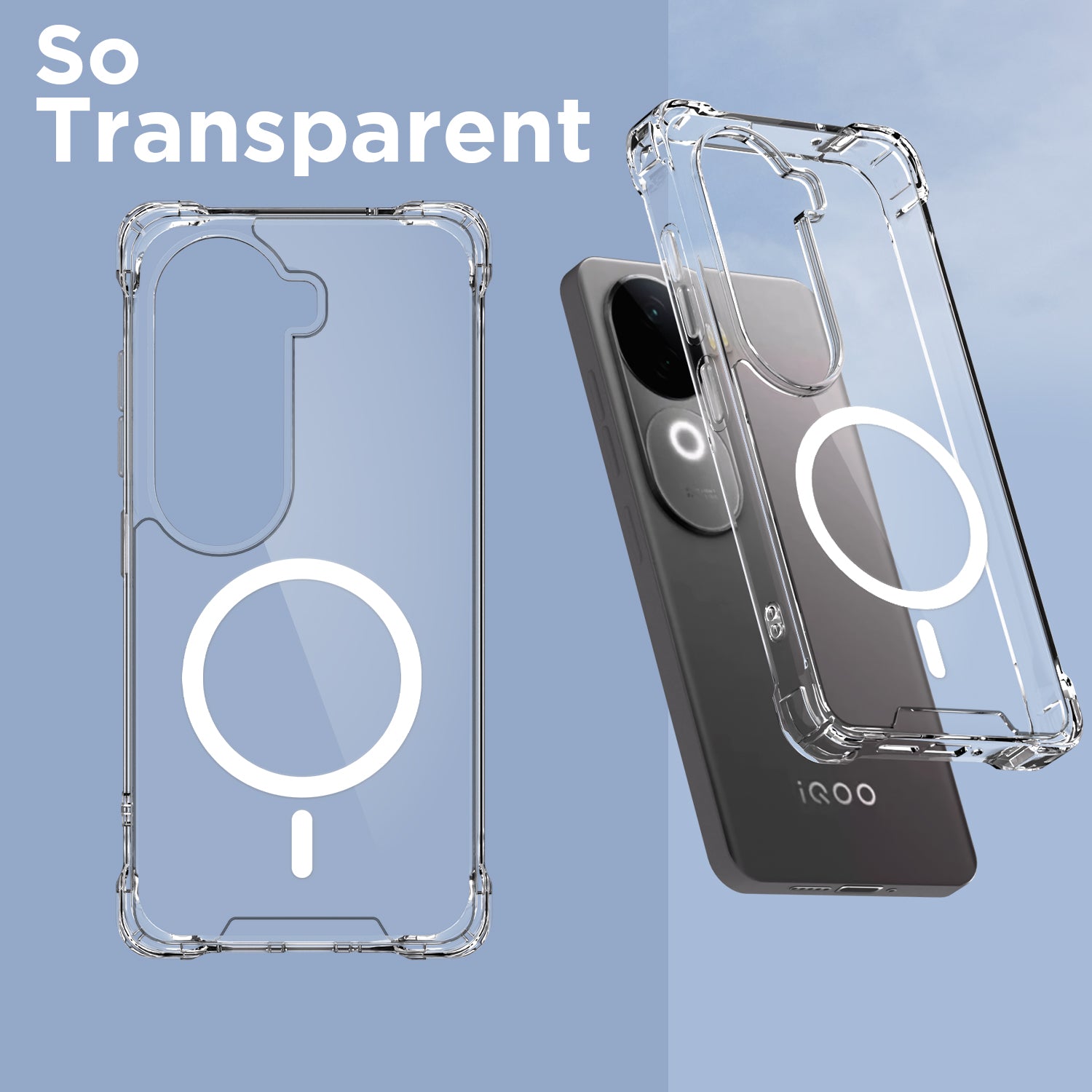 Pikkme Vivo V40e/iQOO Z9s 5G MagSafe transparent mag-safe phone cover – photo 2