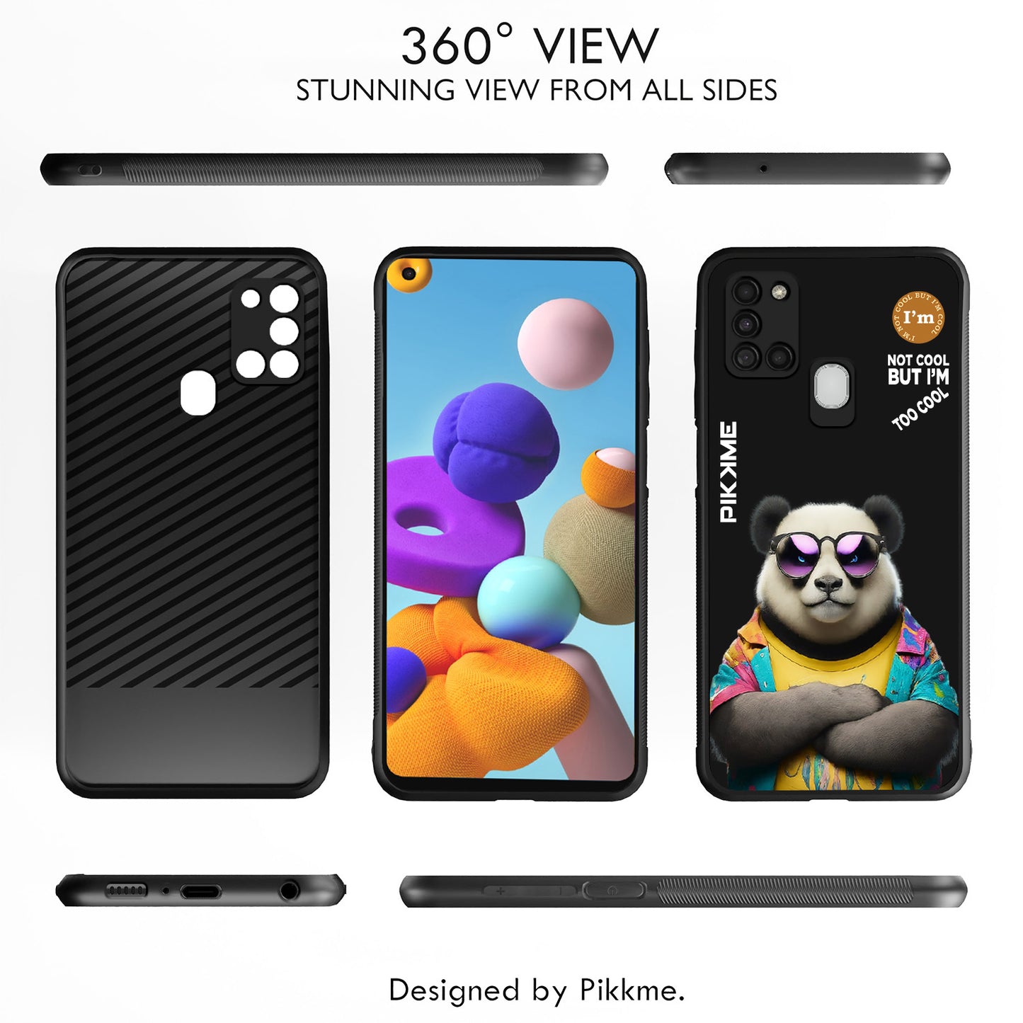 Pikkme Back Cover Pc Tpu + Printed Cool Funky Stylish Black Panda Swag Raised Edges Camera Protection |Bumper Case For Samsung Galaxy A21S (Design 05)