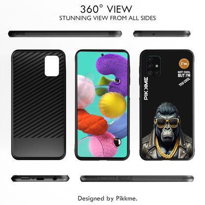 Pikkme Back Cover Pc Tpu + Printed Cool Funky Stylish Black Gorilla Swag Raised Edges Camera Protection |Bumper Case For Samsung Galaxy A51 (Design 07)