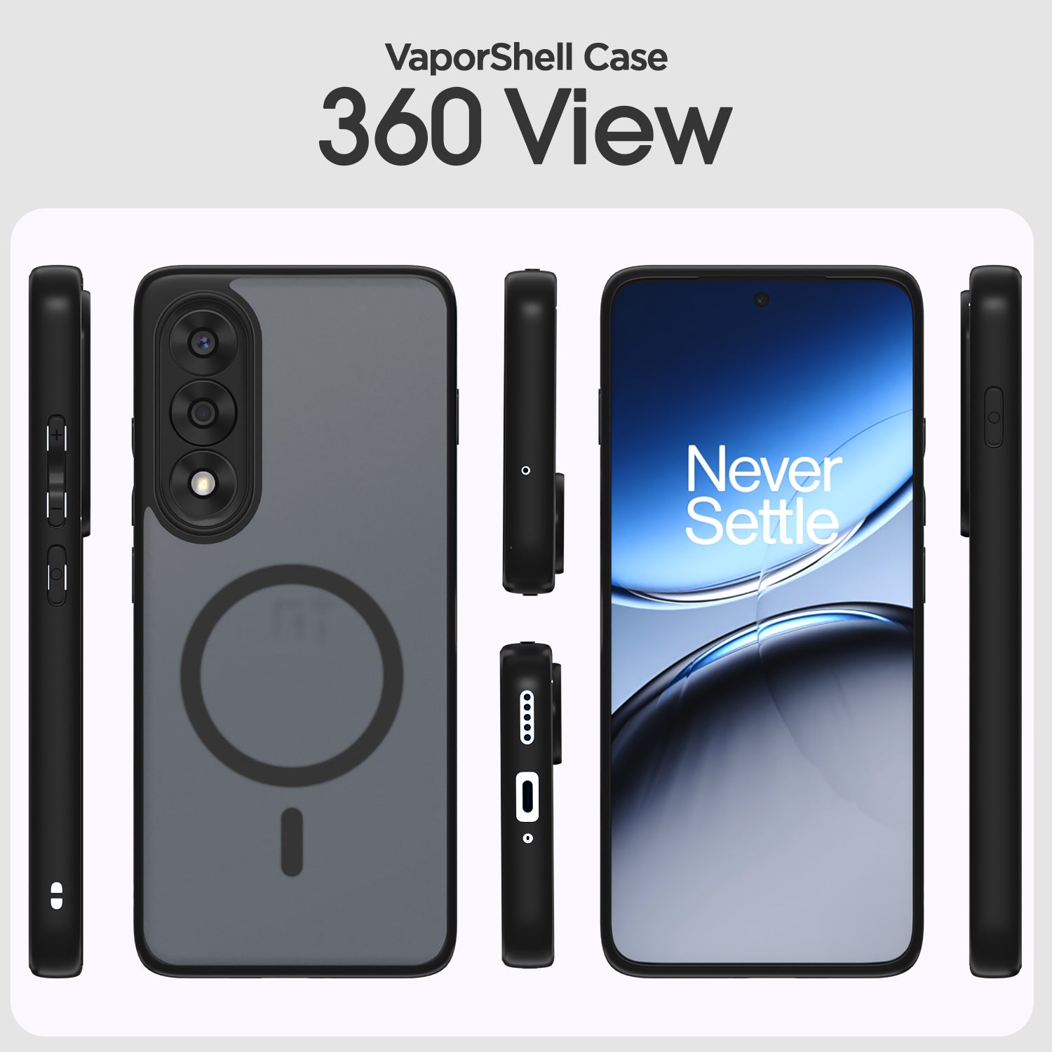 Pikkme Oneplus Nord 5 5G Eagle 2 Mag-Safe Smoke Shockproof Hard Transparent Back Cover (Black)