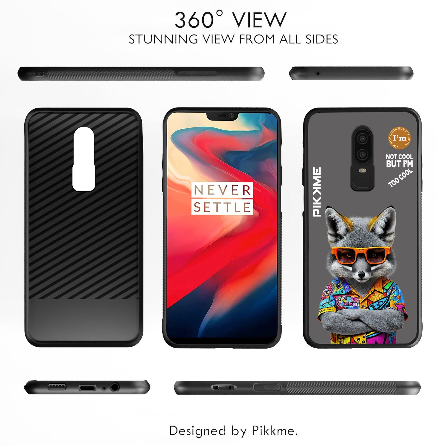 Pikkme Back Cover Pc Tpu + Printed Cool Funky Stylish Grey Wolf Swag Raised Edges Camera Protection |Bumper Case For OnePlus 6 (Design 01)